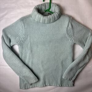 Gap Sweater Womens Large Blue Bell Sleeve Knit Turtleneck Casual Cozy Neutral